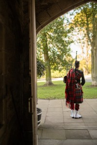 Wedding bagpiper at Church