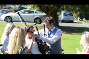 group Bagpipe class outdoors