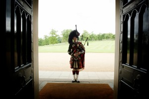 Wee Roddy and the big doors at Dundas castle